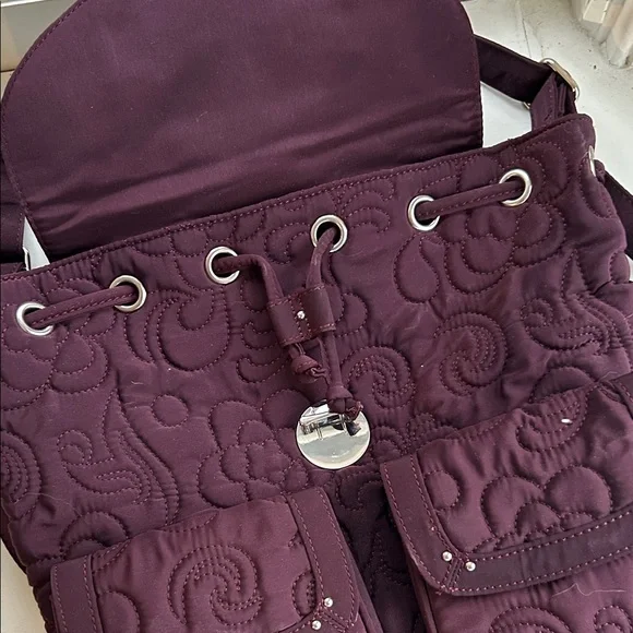 Vera Bradley Burgundy Quilted Backpack - Picture 6 of 8